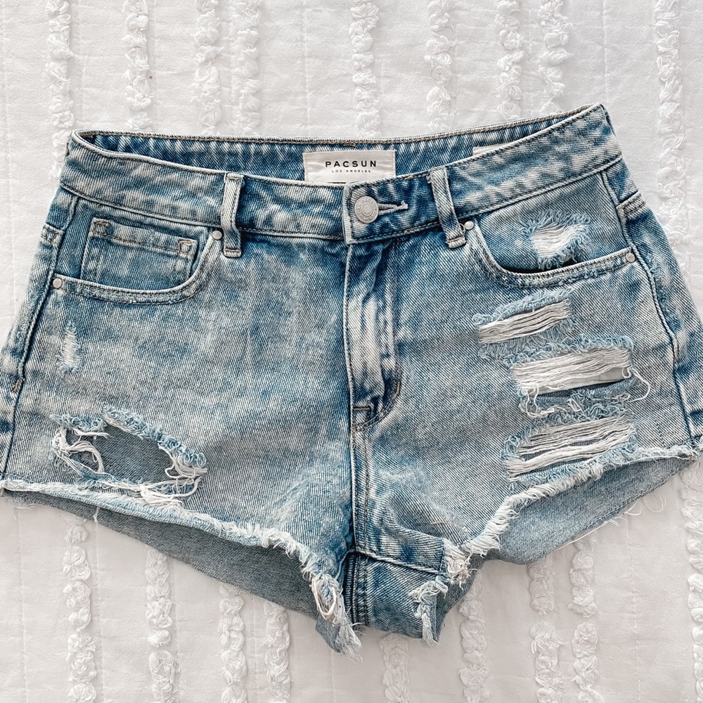 high rise denim shorts